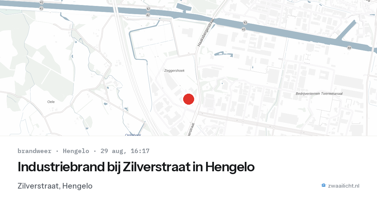 Industriebrand bij Zilverstraat in Hengelo — 29 aug 2026