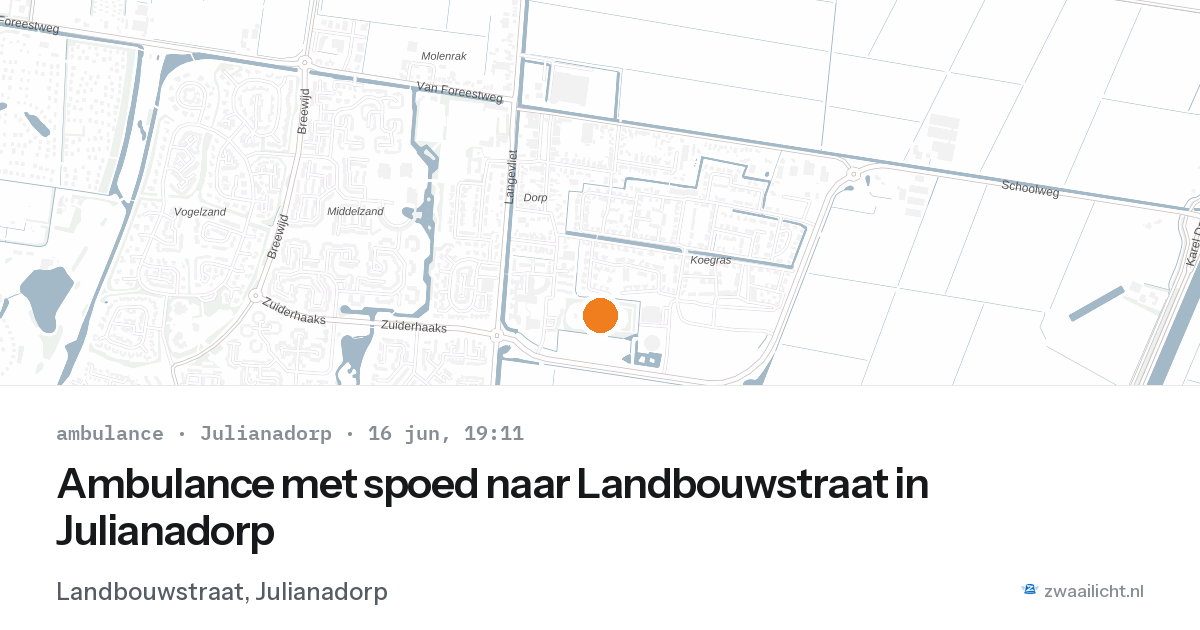 Ambulance met spoed naar Landbouwstraat in Julianadorp — 16 jun 2026