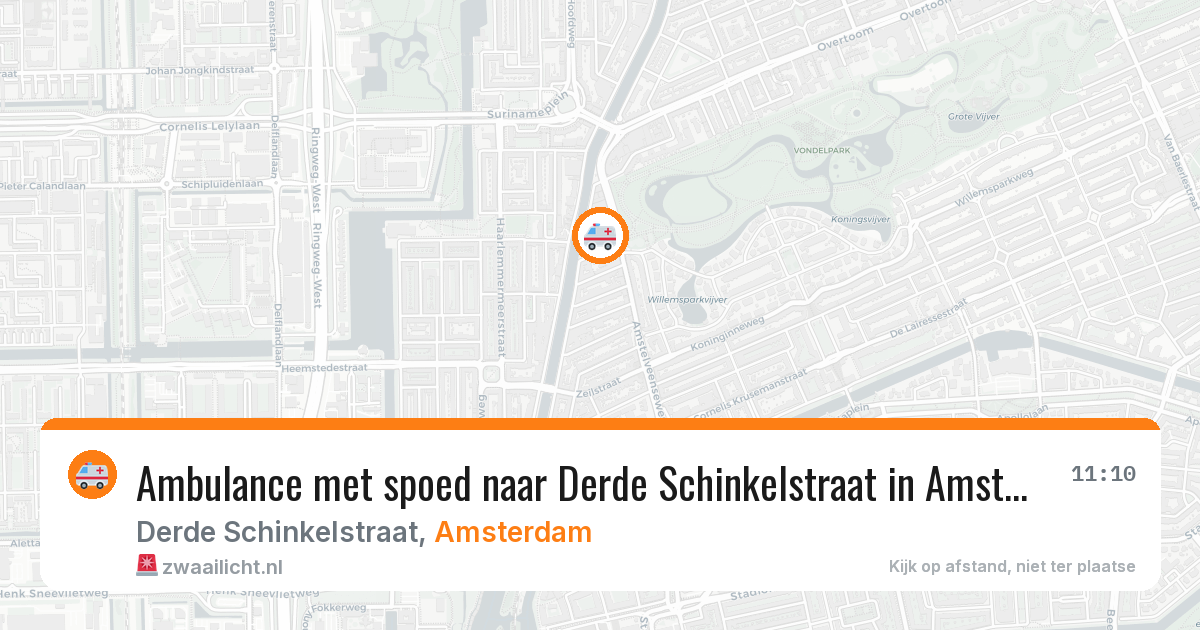 Ambulance met spoed naar Derde Schinkelstraat in Amsterdam — 17 mei 2026