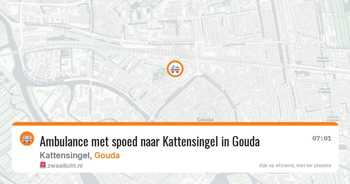 Ambulance met spoed naar Kattensingel in Gouda — 14 aug 2026