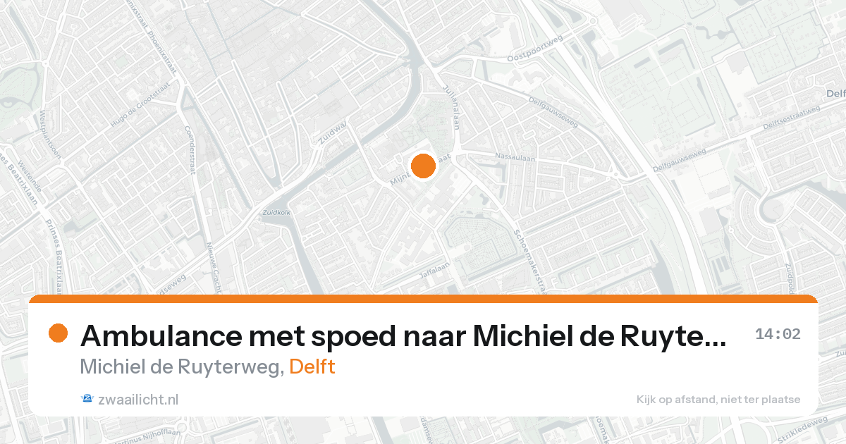 Ambulance met spoed naar Michiel de Ruyterweg in Delft — 17 aug 2026
