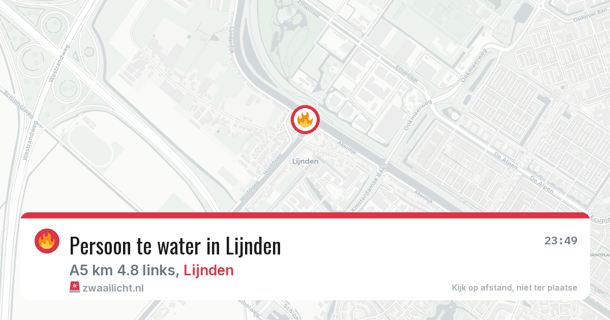 Persoon te water in Lijnden — 13 mei 2026
