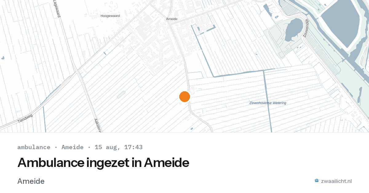 Ambulance ingezet in Ameide — 15 aug 2026