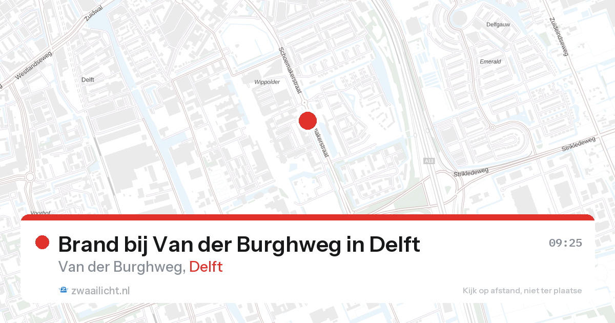 Brand bij Van der Burghweg in Delft — 28 aug 2026