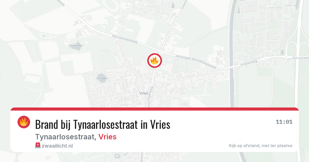Brand bij Tynaarlosestraat in Vries — 20 mrt 2026