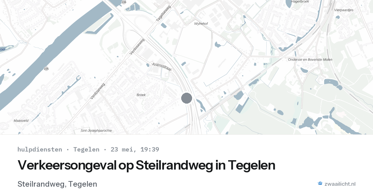 Verkeersongeval op Steilrandweg in Tegelen — 23 mei 2026
