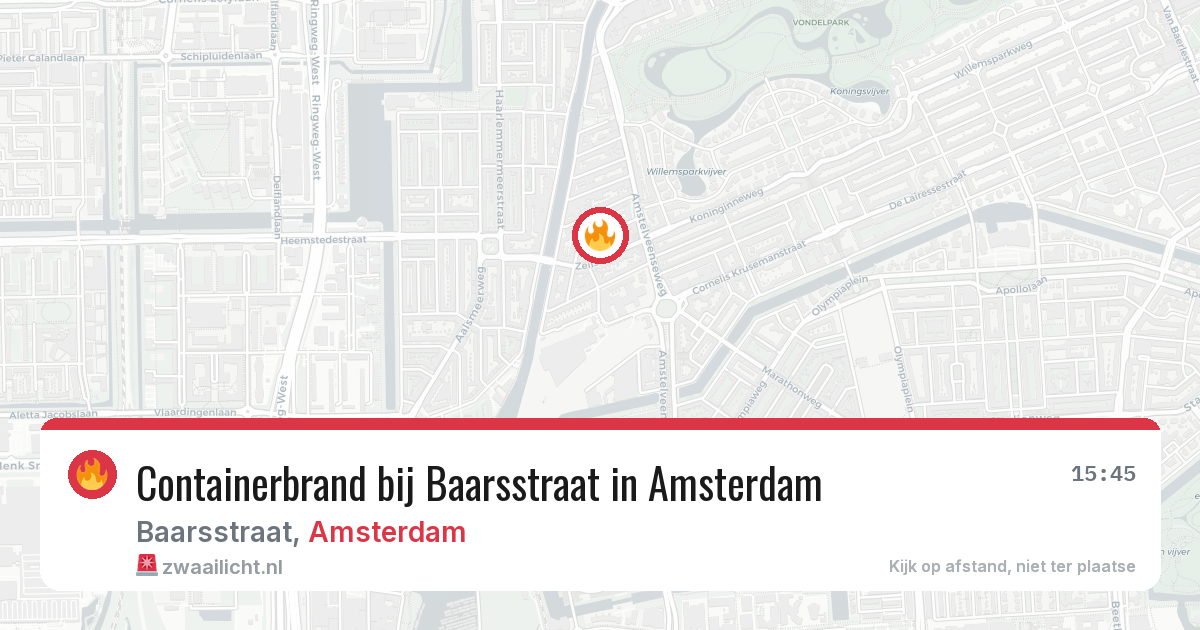 Containerbrand bij Baarsstraat in Amsterdam — 31 jul 2026