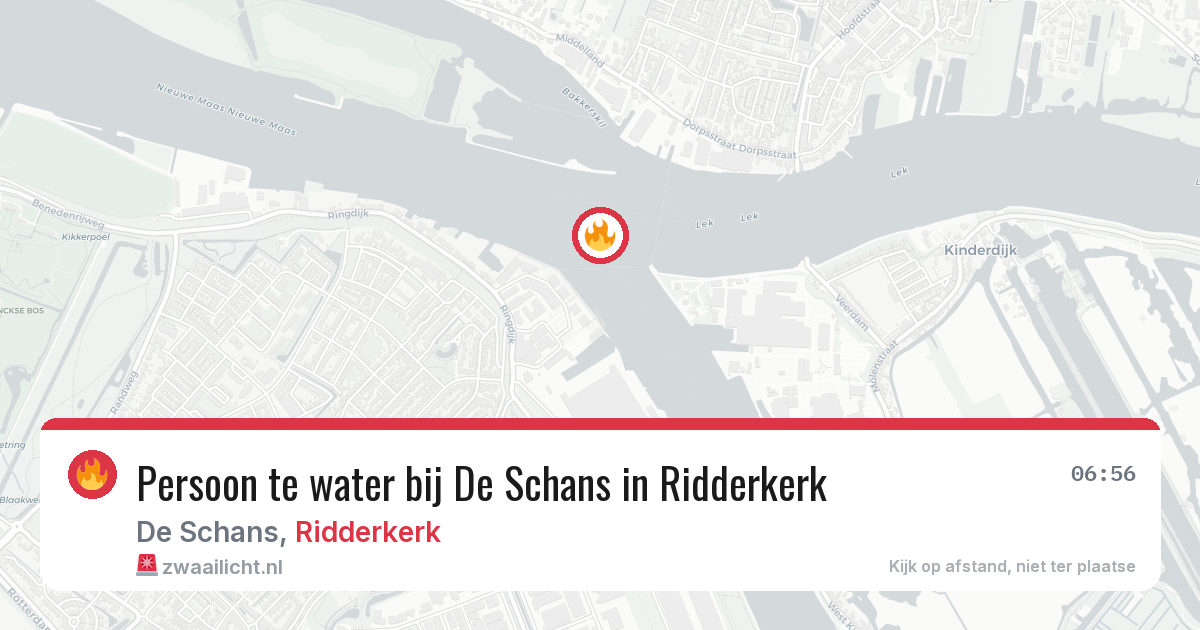 Persoon te water bij De Schans in Ridderkerk — 17 jul 2026