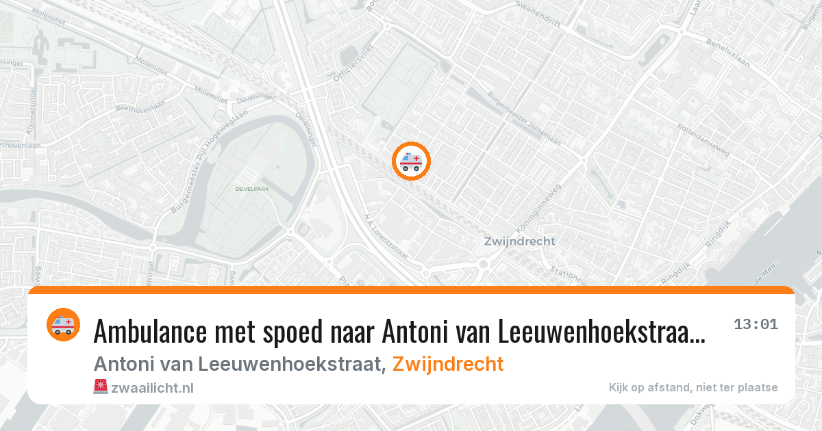 Ambulance met spoed naar Antoni van Leeuwenhoekstraat in Zwijndrecht — 27 jun 2026