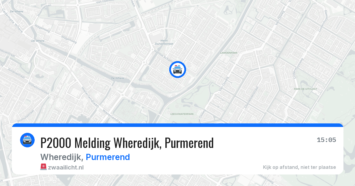 P2000 Melding Wheredijk, Purmerend — 5 aug 2026