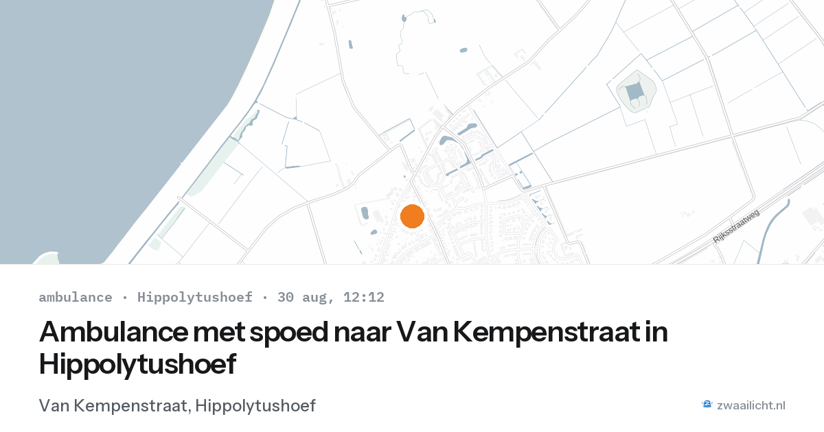 Ambulance met spoed naar Van Kempenstraat in Hippolytushoef — 30 aug 2026