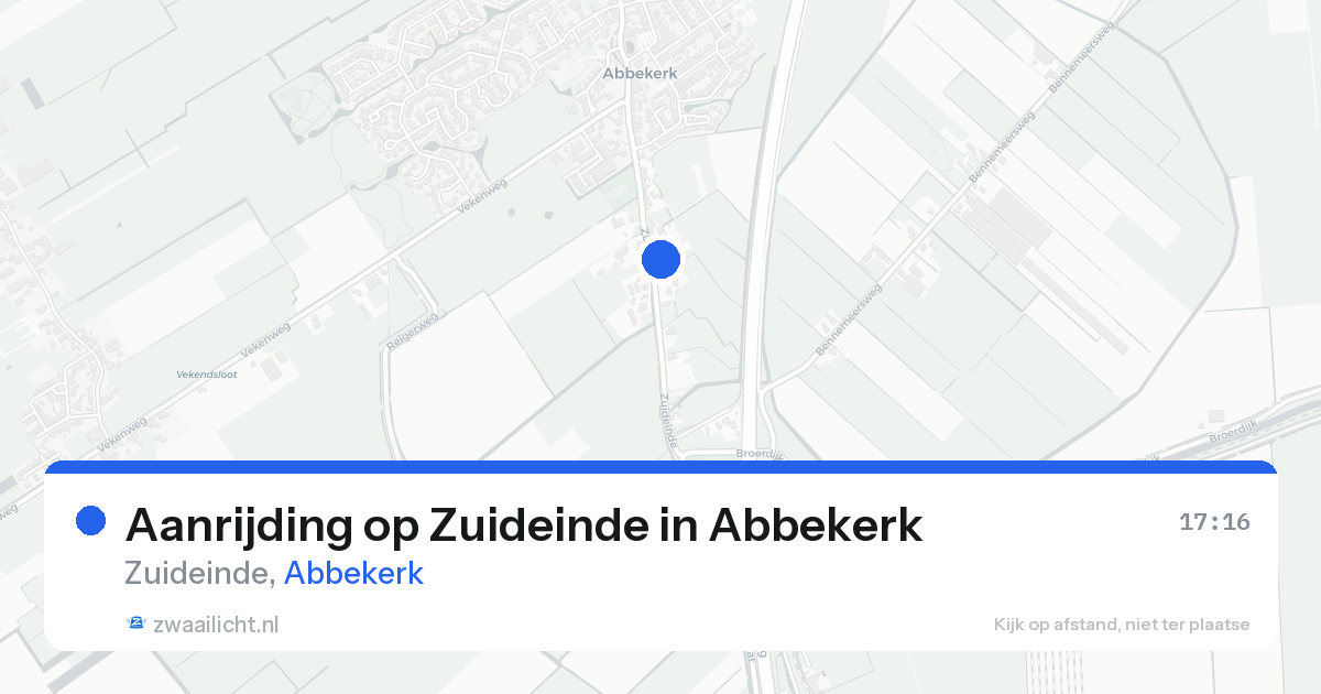Aanrijding op Zuideinde in Abbekerk — 10 aug 2026