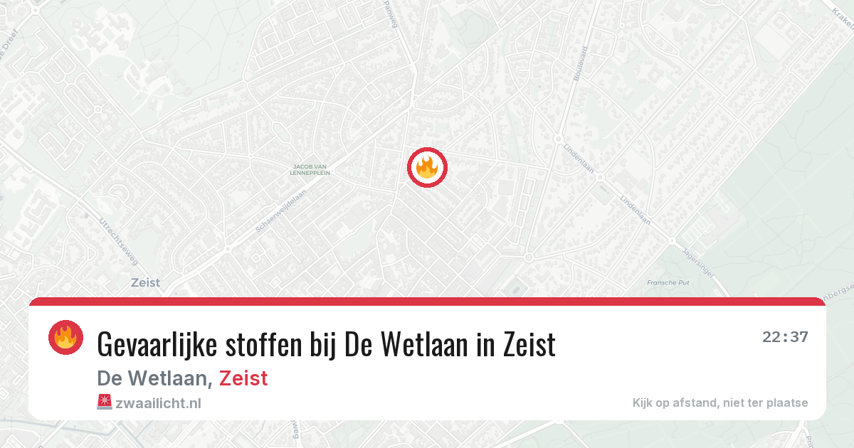 Gevaarlijke stoffen bij De Wetlaan in Zeist — 13 aug 2026