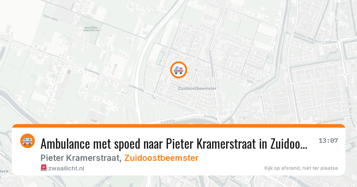 Ambulance met spoed naar Pieter Kramerstraat in Zuidoostbeemster — 16 apr 2026