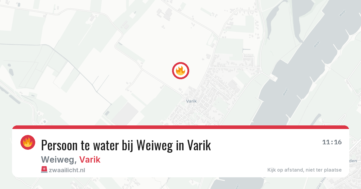 Persoon te water bij Weiweg in Varik — 8 aug 2026