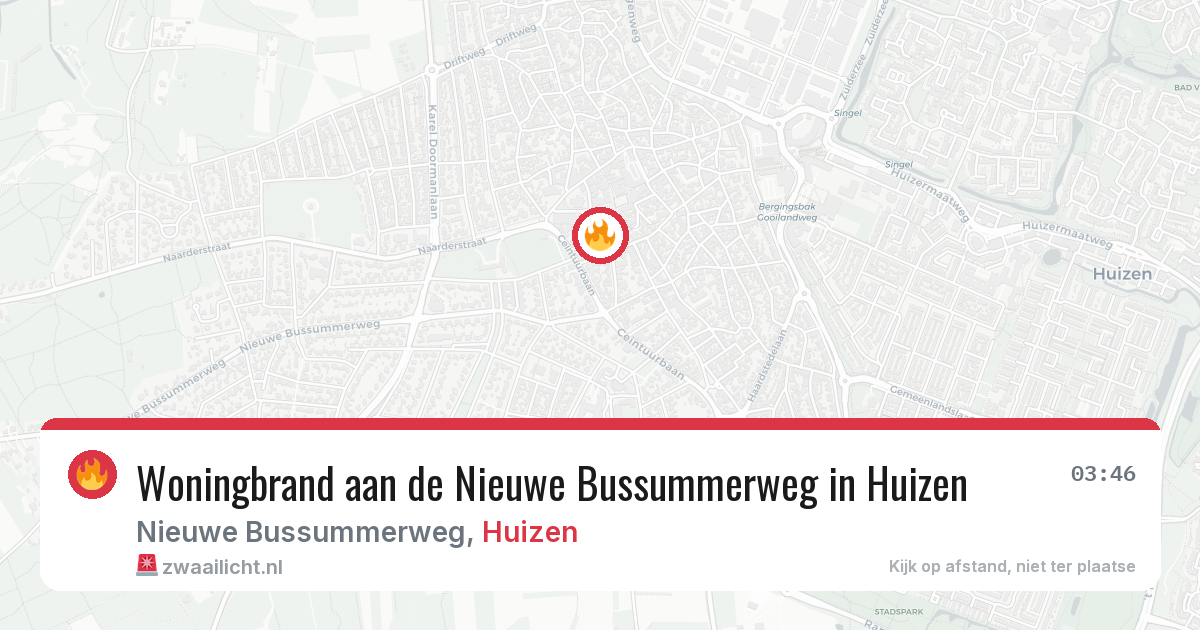 Woningbrand aan de Nieuwe Bussummerweg in Huizen — 28 jun 2026