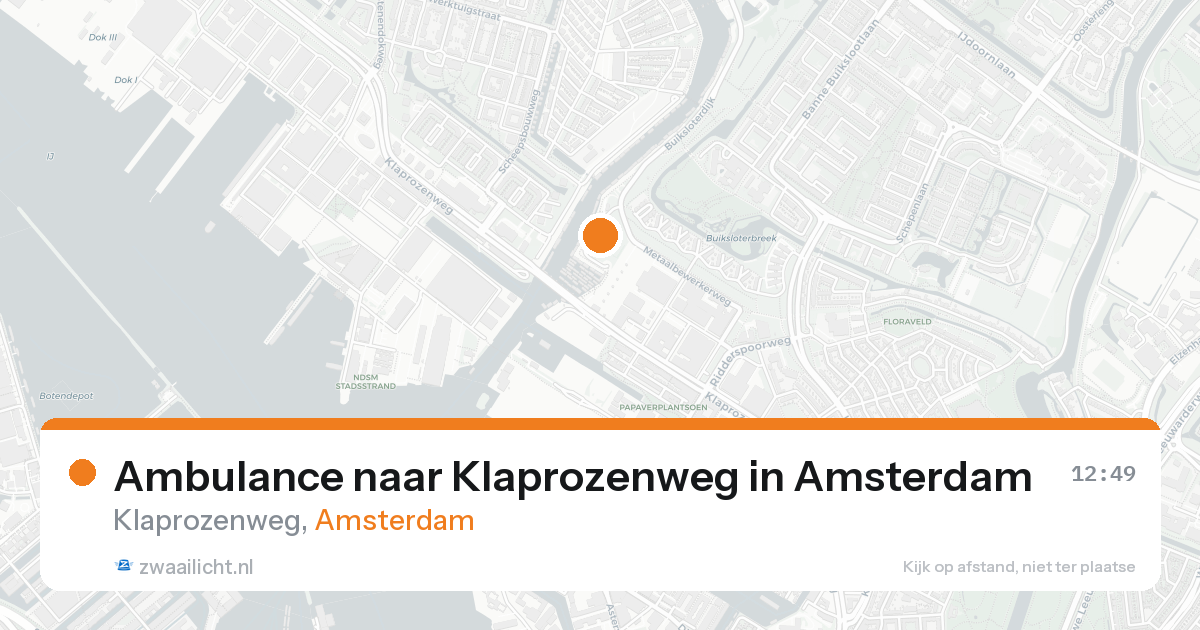 Ambulance naar Klaprozenweg in Amsterdam — 23 aug 2026