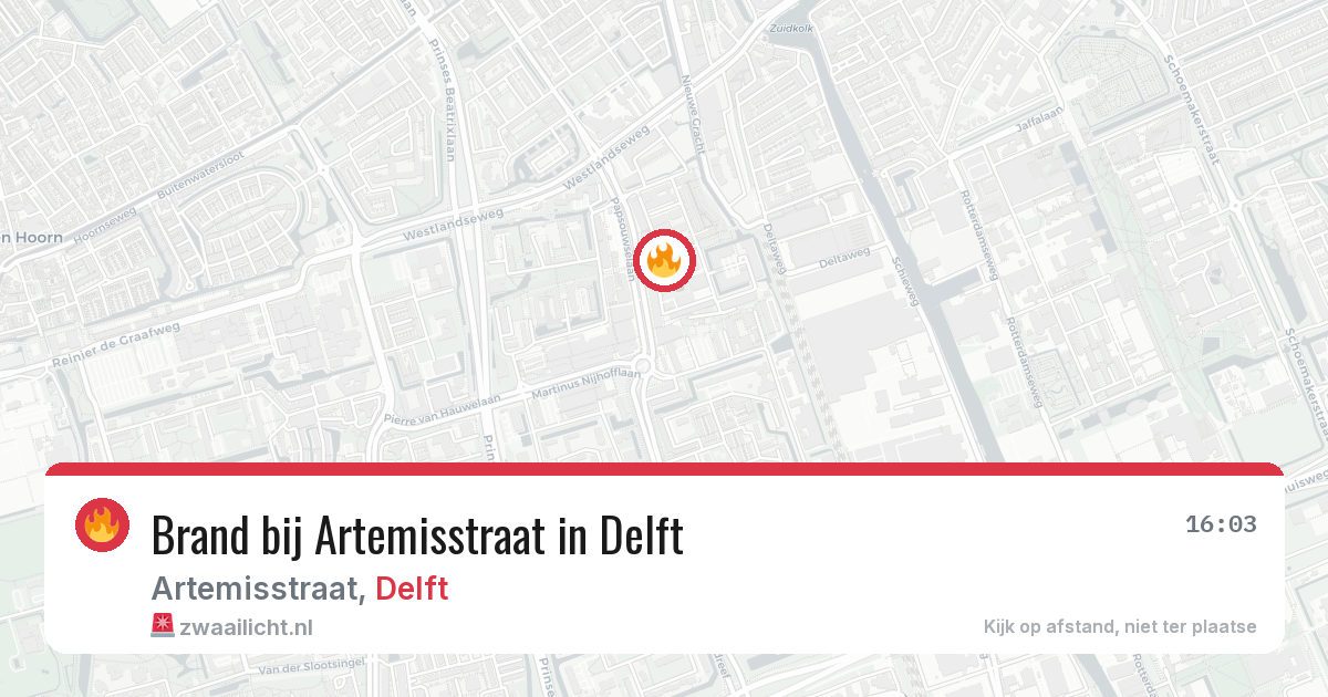 Brand bij Artemisstraat in Delft — 29 jun 2026