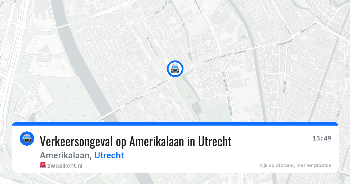 Verkeersongeval op Amerikalaan in Utrecht — 13 jul 2026