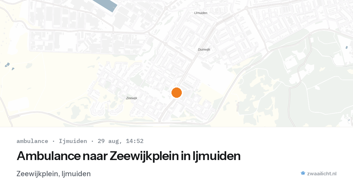 Ambulance naar Zeewijkplein in Ijmuiden — 29 aug 2026
