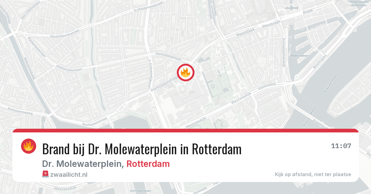 Brand bij Dr. Molewaterplein in Rotterdam — 11 aug 2026
