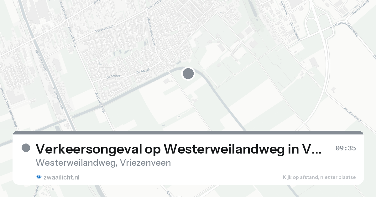 Verkeersongeval op Westerweilandweg in Vriezenveen — 21 aug 2026