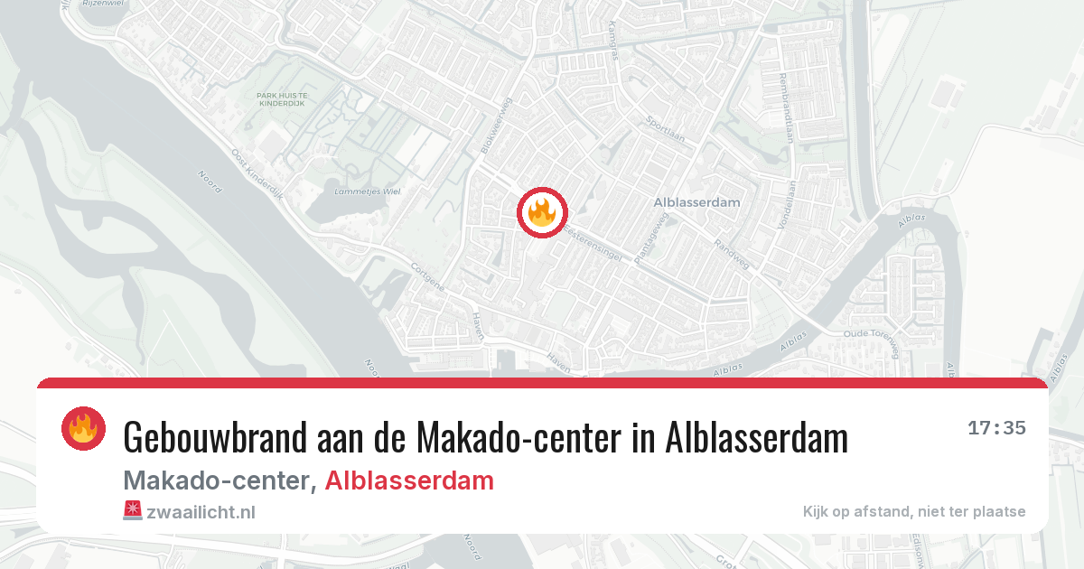 Gebouwbrand aan de Makado-center in Alblasserdam — 30 jul 2026