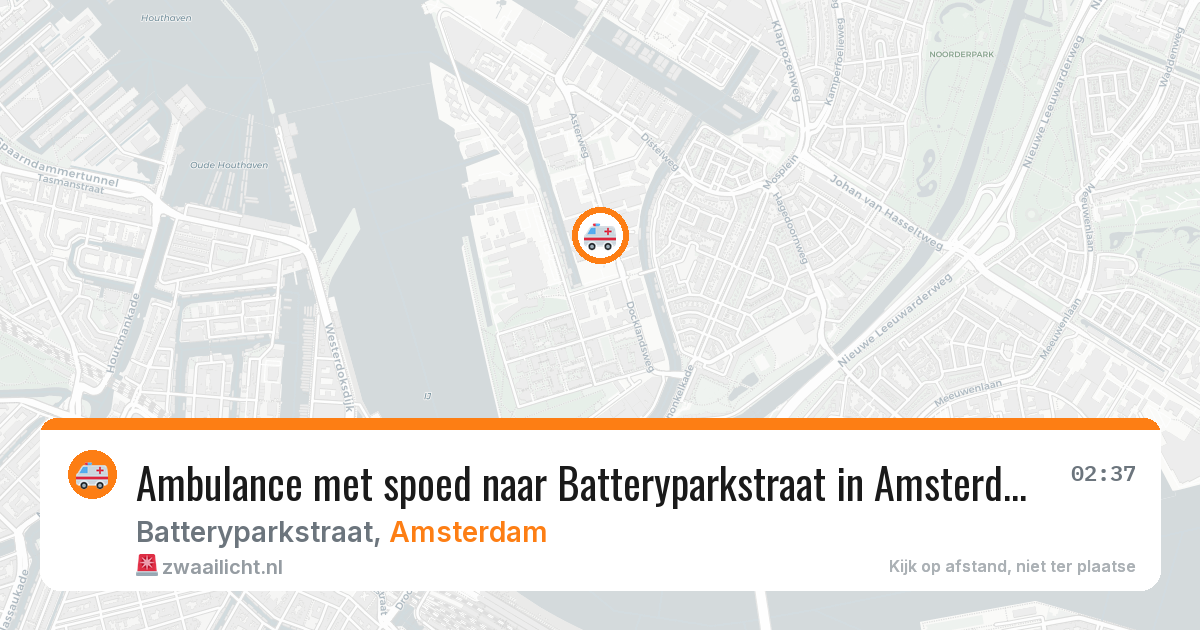 Ambulance met spoed naar Batteryparkstraat in Amsterdam — 9 mei 2026