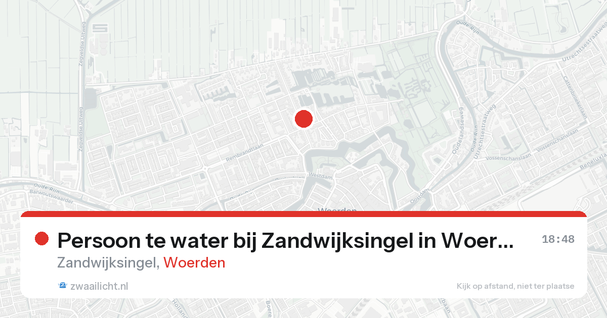 Persoon te water bij Zandwijksingel in Woerden — 22 aug 2026