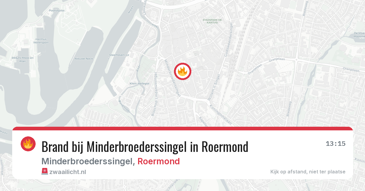 Brand bij Minderbroederssingel in Roermond — 16 mrt 2026
