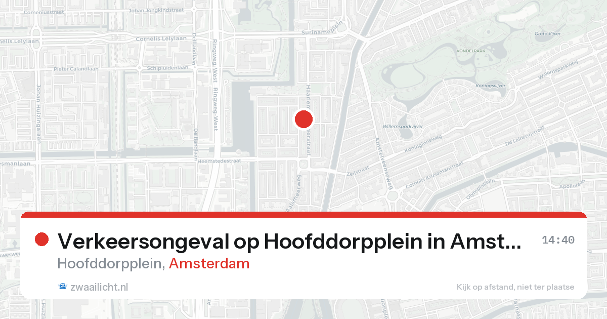 Verkeersongeval op Hoofddorpplein in Amsterdam — 25 aug 2026