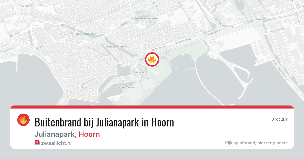 Buitenbrand bij Julianapark in Hoorn — 9 aug 2026
