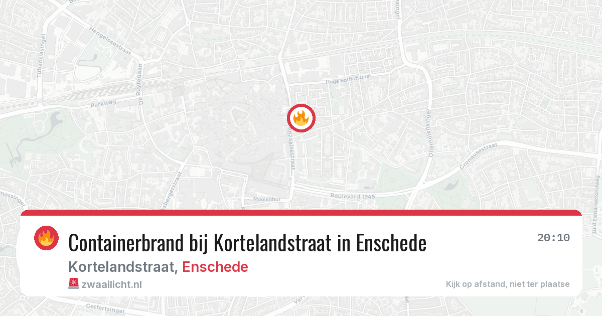 Containerbrand bij Kortelandstraat in Enschede — 22 mei 2026