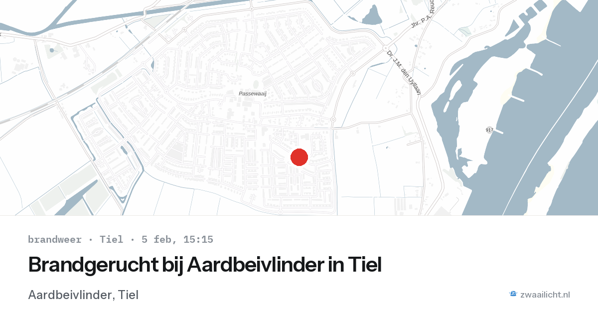 Brandgerucht bij Aardbeivlinder in Tiel — 5 feb 2026