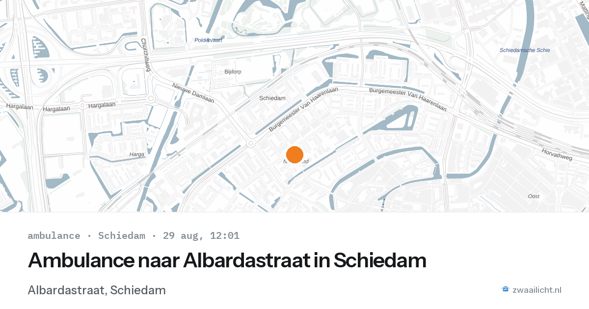 Ambulance naar Albardastraat in Schiedam — 29 aug 2026