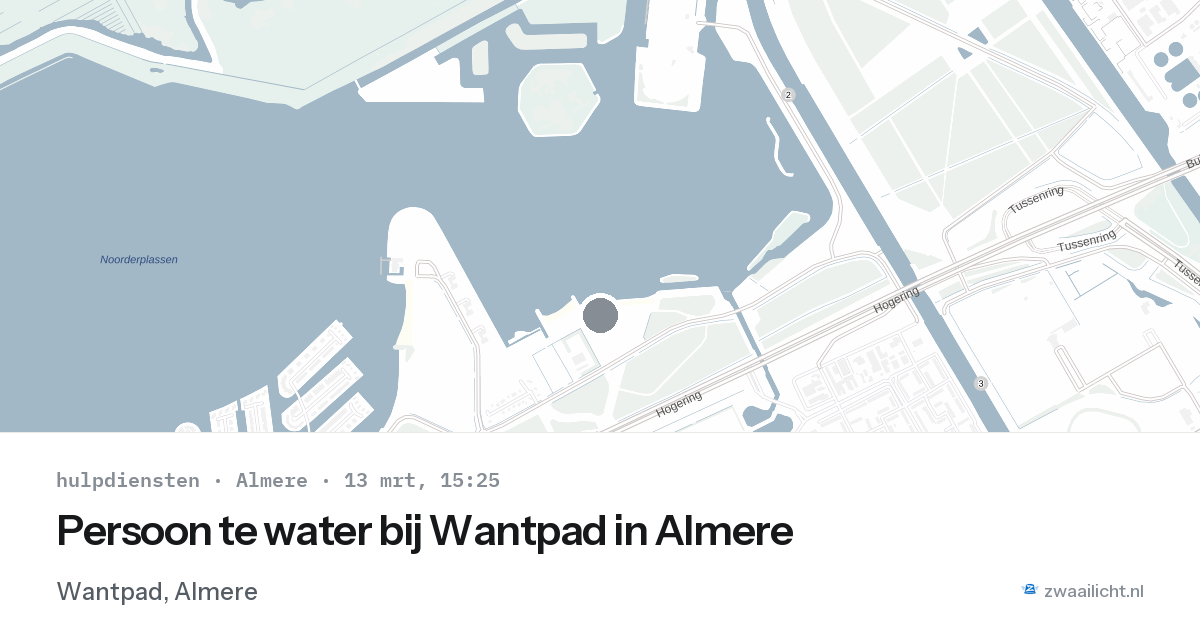 Persoon te water bij Wantpad in Almere — 13 mrt 2026