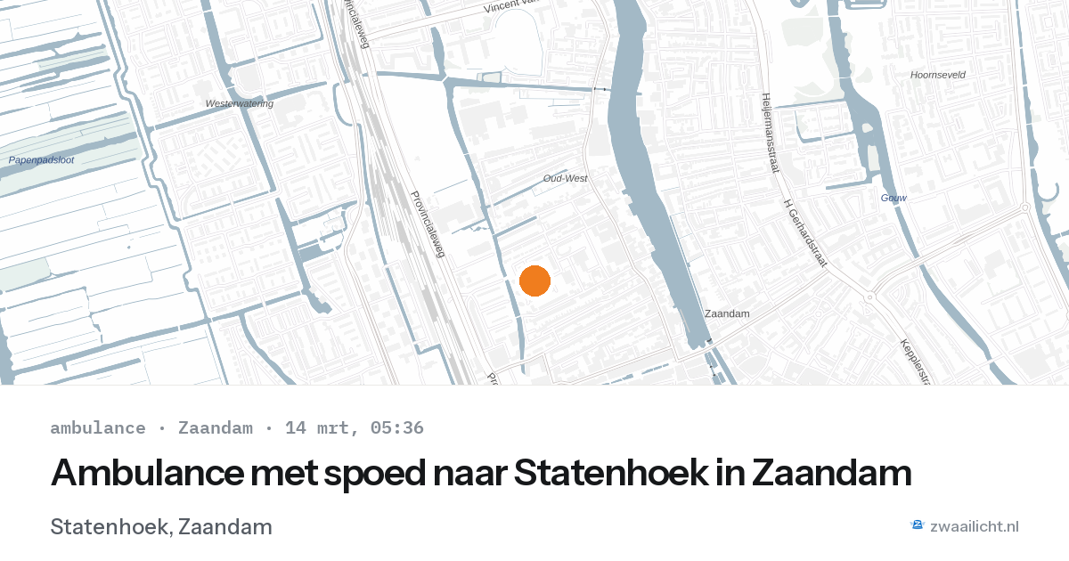 Ambulance met spoed naar Statenhoek in Zaandam — 14 mrt 2026