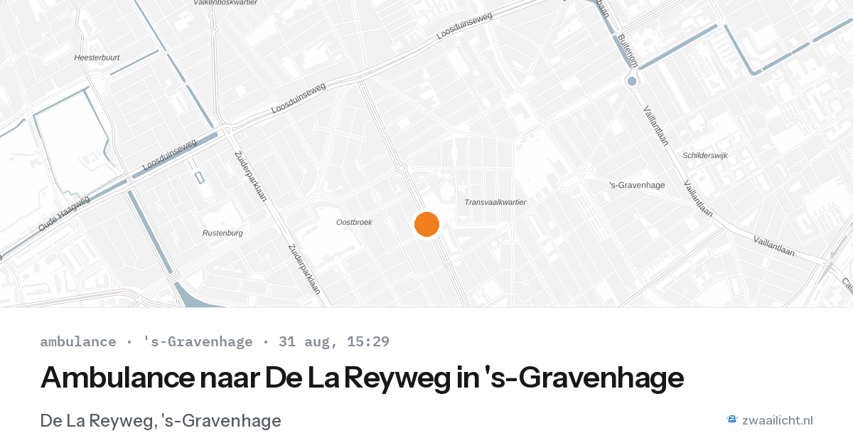 Ambulance naar De La Reyweg in 's-Gravenhage — 31 aug 2026