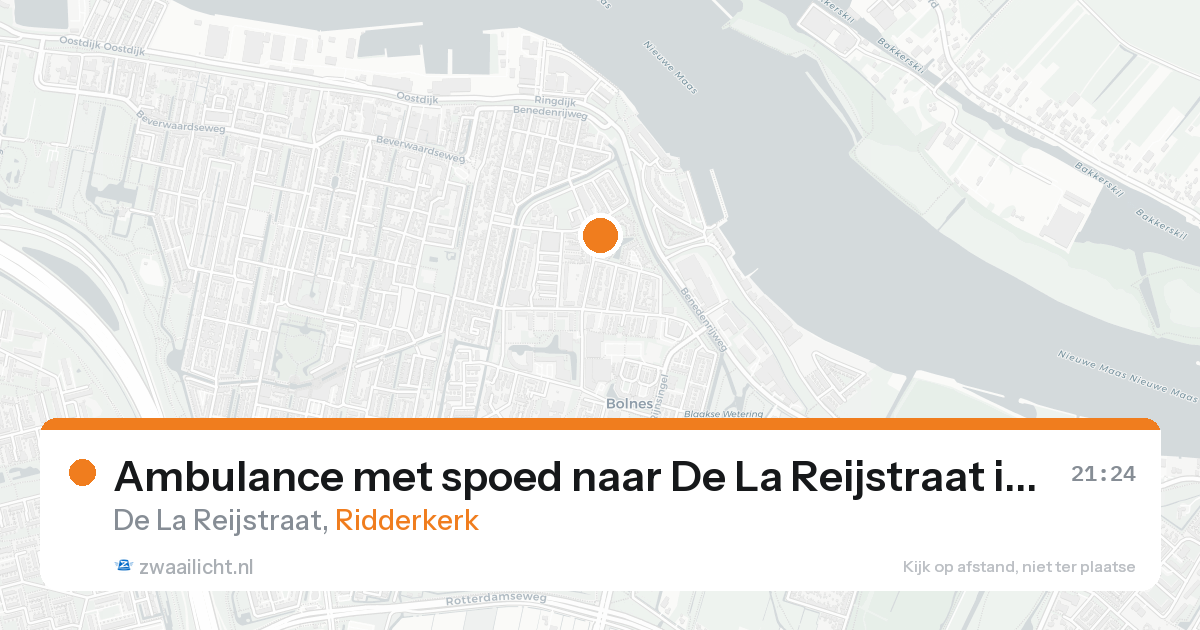 Ambulance met spoed naar De La Reijstraat in Ridderkerk — 17 aug 2026