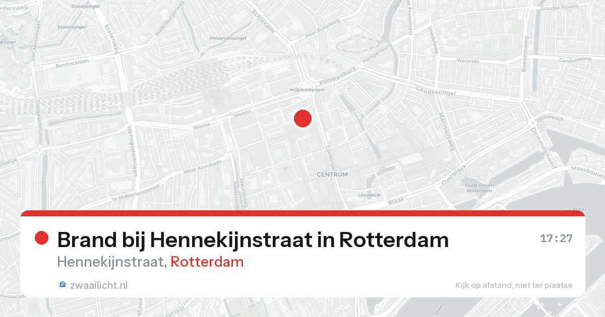 Brand bij Hennekijnstraat in Rotterdam — 15 aug 2026