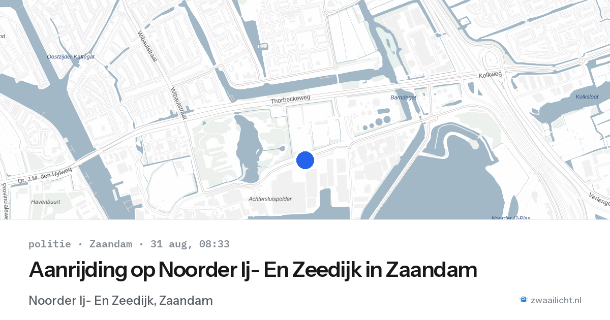Aanrijding op Noorder Ij- En Zeedijk in Zaandam — 31 aug 2026