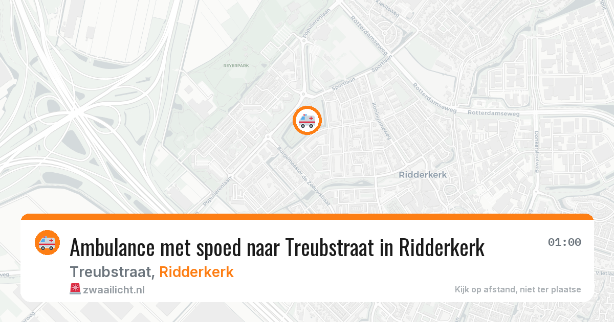 Ambulance met spoed naar Treubstraat in Ridderkerk — 20 mrt 2026