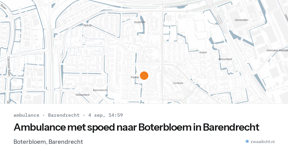 Ambulance met spoed naar Boterbloem in Barendrecht — 4 sep 2026