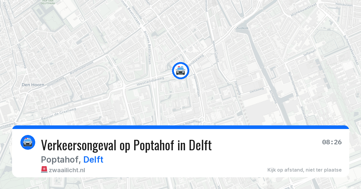 Verkeersongeval op Poptahof in Delft — 22 mei 2026