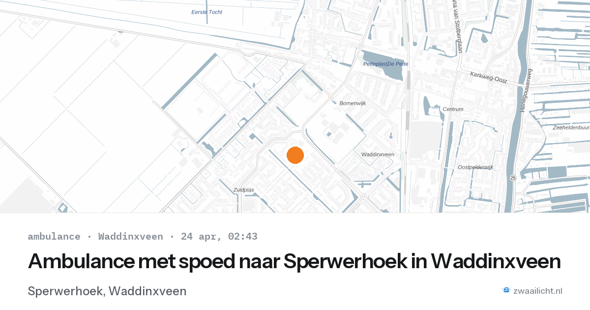 Ambulance met spoed naar Sperwerhoek in Waddinxveen — 24 apr 2026