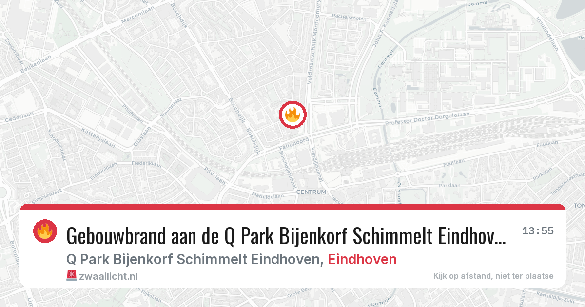 Gebouwbrand aan de Q Park Bijenkorf Schimmelt Eindhoven in Eindhoven — 29 jan 2026