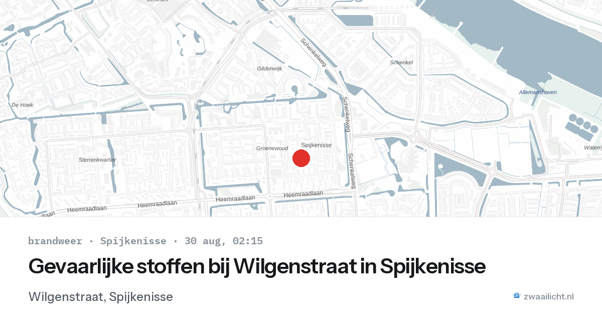 Gevaarlijke stoffen bij Wilgenstraat in Spijkenisse — 30 aug 2026