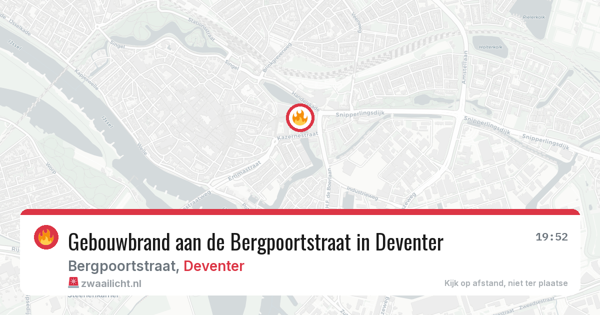 Gebouwbrand aan de Bergpoortstraat in Deventer — 19 jun 2026