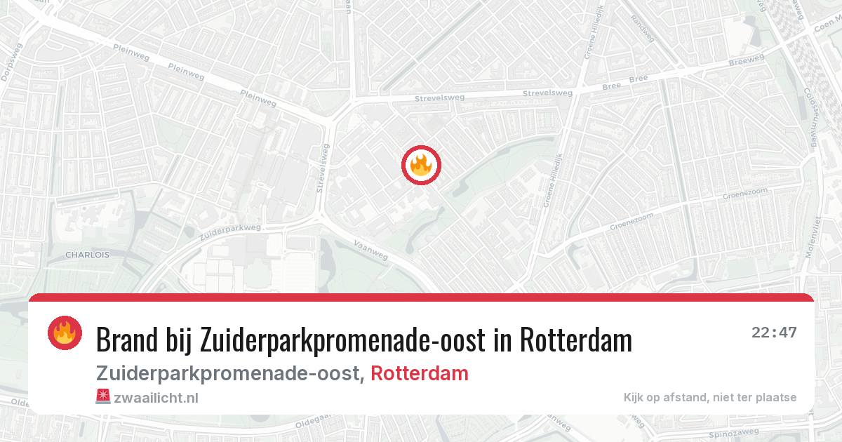 Brand bij Zuiderparkpromenade-oost in Rotterdam — 6 apr 2026