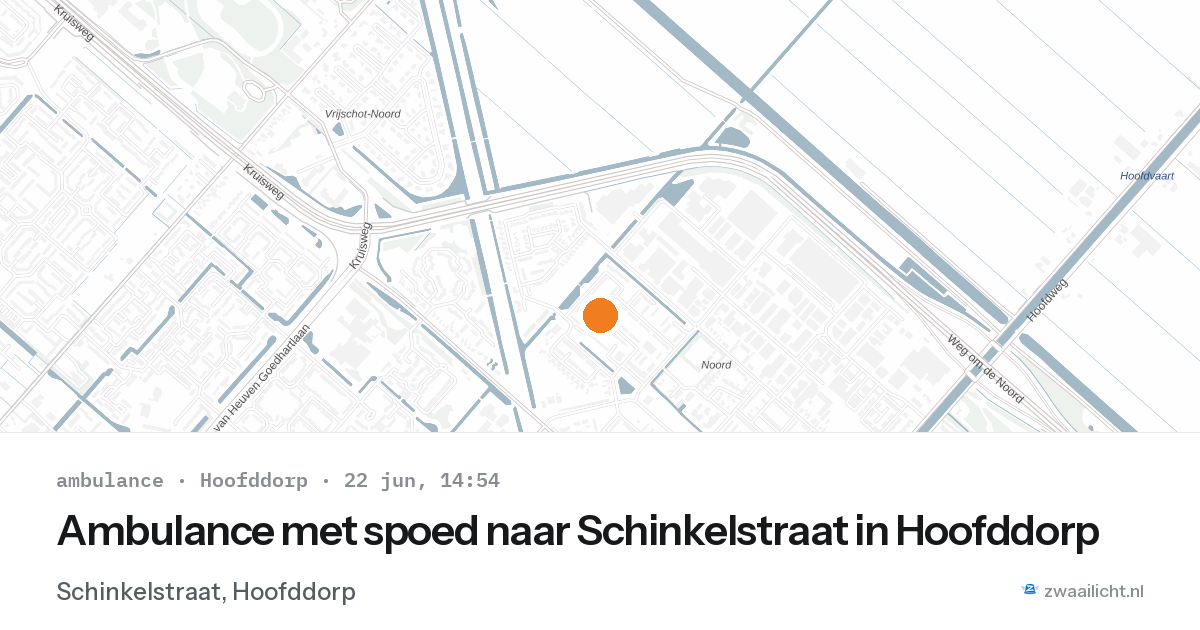 Ambulance met spoed naar Schinkelstraat in Hoofddorp — 22 jun 2026